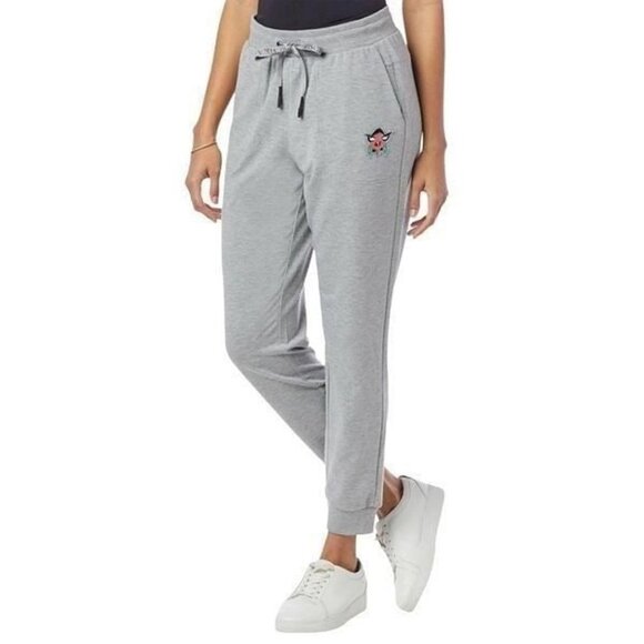 NWT Badgley Mischka Grey Original Artwork French Terry Face Logo Joggers - Picture 1 of 2
